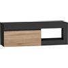 HOMCOM Mobile TV Moderno 60" max con Armadietto 2 Ante e Ripiano Aperto, 140x40x48 cm, Nero e color Legno | Aosom Italy