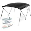 JINGSHIQIAOPL Tendalino Pieghevole per Barca in Alluminio con Telo Oxford 600D, Copertura Parasole Nautica per Gommoni, Barche da Pesca e Piccole Imbarcazioni da Diporto(Black,183x117x161cm/72x46x63in)