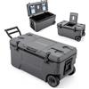 COSTWAY 50L Frigorifero Portatile, Frigo da Campeggio con Ruote, Maniglie, Finestrino Ribaltabile, Portabicchieri, Apribottiglie e Sacchetti di Ghiaccio, per Campeggio, Pesca, Picnic e Festa (50)