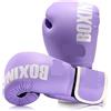 QuxetlRyz Guantoni da Boxe Guantoni da boxe Pro Style donna, in pelle PU, for allenamento Muay Thai, sparring, kickboxing, sacco pesante for adulti(Purple,12oz)