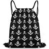 Generic Cool Skull Freemason Black Borsa Sportiva Sacca con Cordoncino Moda Stringa per Vacanze Viaggi Uomo Borsa Coulisse 36X42Cm