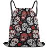 Generic Mexican Day Dead Rose Sugar Skull Borsa con Cordoncino Zaino con Cordone Pieghevole Stringa per Spiaggia Shopping Viaggi Borsa Coulisse 36X42Cm