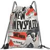 Generic Collage Newspap Borsa Coulisse Borse Pieghevole Stringa per Vita Quotidiana All'Aperto Donna Borsa Palestra 36X42Cm
