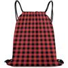 Generic Commuting, Christmas Tartan Red Black Buffalo Check Plaid Borsa Coulisse Gym Sack Pieghevole Regolabile per Yoga Spiaggia Nuoto Borsa Sportiva 36X42Cm