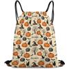 Generic Halloween Decorations Cat Black Pumpkin Skull Party Pattern Borsa con Cordoncino Sacca da Palestra Stringa Unisex per Campeggio Vacanze Spiaggia Borsa Coulisse 36X42Cm