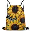 Generic 80S Vintage Cow Print Sunflowers Borsa Palestra Sacca Sportiva Pieghevole Stringa per Viaggi Spiaggia Shopping Borsa Coulisse 36X42Cm