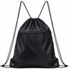 Xelsluthe Zaino con coulisse, sacca da palestra nera con coulisse, zaino sportivo per uomo e donna, borsa da palestra leggera, impermeabile, con tasca, per yoga, viaggi, spiaggia, nuoto