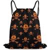 Generic Halloween Burnning Flame Skull Head Borsa Palestra Zaini Sportivi Moda Stringa per Viaggi Vita Quotidiana Escursionismo Borsa Sportiva 36X42Cm