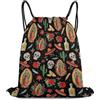 Generic Mexican Cactus Sugar Skull Red Rose Borsa Coulisse Zainetto Sportiva Regolabile Stringa per Uomo Viaggi Vita Quotidiana Borsa Sportiva 36X42Cm