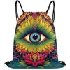 Generic Abstract Colorful Trippy Eye Art Borsa con Cordoncino Zaino con Cordone Stringa Regolabile per Vacanze Vita Quotidiana Spiaggia Borsa Palestra 36X42Cm