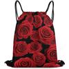 Generic Coulisse Tasche, Leggero Gym Sack, Spacious Red Roses with Rain Drops, Unisex Sacchetto Sportivo per Yoga, Spiaggia, Adulto, 36X42cm