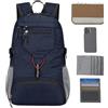 Générique Zaino impermeabile per i viaggi, zaino leggero per l'escursionismo, Imballaggio da viaggio leggero impermeabile, compatto pieghevole back pack con strisce riflettenti per sport bici, Nero , Se