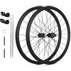 LSRRYD Set Di Ruote Per Bici Da Strada 700C Ruote Con Freno A Disco Center Lock Cerchi In Fibra Di Carbonio 32/37mm Perno Passante Da 100mm/142mm, Cassetta 8-12 Velocità(32mm)