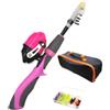 Tsawntd 4 pezzi/set set da pesca per bambini canna da pesca telescopica portatile canna da per principianti a 6 sezioni con mulinello da spinning, borsa, scatola per attrezzatura per ragazzi e rag