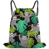 Generic Borsa Coulisse, con Coulisse Zaino da Viaggio, Tropical Green Leaves Sloths, Unisex Sacca Sportiva per Festival, Adulto, Piscina, 36X42cm