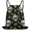 Generic Weedleaves Skull Borsa con Cordoncino Sacca con Cordoncino Pieghevole Unisex per All'Aperto Vacanze Spiaggia Borsa Coulisse 36X42Cm
