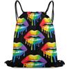 Generic Borsa Sportiva da Palestra, Personalizzato Zaino Palestras, LGBT Gay Homosexual Lesbian Rainbow Lips Pride, Fashion Sacca Sportiva per Viaggi, Yoga, Spiaggia, 36X42cm
