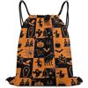 Generic Halloween Witch Skull Cross Cats Black Borsa con Cordoncino Gym Sack Stringa Moda per Viaggi Nuoto Vacanze Borsa Palestra 36X42Cm