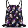 Generic Red Rose Skull Purple Black Borsa Sportiva Gym Sack Stringa Moda per Vacanze Nuoto All'Aperto Borsa Palestra 36X42Cm