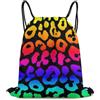 Generic Borsa Sportiva da Palestra, Leggero Zaino Scuola, Black Rainbow Cheetah Leopard Print, Stampa Sacca Ginnastica per Adulto, Piscina, Festival, 36X42cm