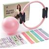 Slim Panda Set di anelli da pilates da 35,5 cm, con manici imbottiti, include palla da pilates, fasce di resistenza, guida e borsa per il trasporto