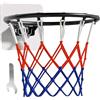 Tsawntd Cerchio da basket di ricambio, Cerchio da basket da 14 pollici con rete per tutte le stagioni, di ricambio pieghevole, con adesivo per montaggio su porta a parete