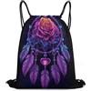 Generic Coulisse Tasche, con Coulisse Zaino Sportivo, Neon Flower Roses Dream Catcher Art, Personalizzato Sacca Ginnastica per All'Aperto, Piscina, Adulto, 36X42cm