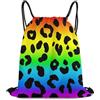 Generic Rainbow Colorful Leopard Print Borsa Sportiva Sacca con Cordoncino Unisex Moda per Campeggio Uomo Vacanze Borsa Coulisse 36X42Cm
