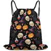 Generic Halloween Gothic Witch Cat Black Pumpkin Skull Mushroom Borsa con Cordoncino Sacca da Palestra Pieghevole Stringa per All'Aperto Campeggio Donna Borsa Palestra 36X42Cm