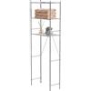Amig - Mensola da bagno sopra il WC Mod. BRISA - 3 altezze - Realizzata in acciaio - Colore argento - Con gambe regolabili - 60,7 x 28 x 172 cm