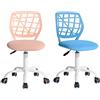 FurnitureR FR Carnation scrivania Ufficio ergonomica da Studio Senza braccioli, Sedia Girevole Regolabile in Altezza, Set di 2, Blu + Rosa Chiaro, I, Metallo Tessuto, 40x38.5x87cm