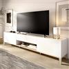 Dmora Mobile Porta TV Pizzoc 39x197x50h cm Bianco Un Cassetto 4 Ripiani, 2 Ante
