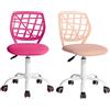 FurnitureR FR Carnation scrivania Ufficio ergonomica da Studio Senza braccioli, Sedia Girevole Regolabile in Altezza, Set di 2, Rosa Chiaro, I, Metallo Tessuto, 40x38.5x87cm
