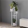GarveeLife Scaffale per piante in metallo stabile a più ripiani, regolabile in altezza, con piedini antiscivolo, design moderno per soggiorno, balcone, ufficio, bianco, altezza 100 cm