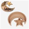 Buachois Eid Vassoio da Portata in Legno, 30 Cm a Forma di Stella Luna Piatto da Tavola Decorazione Piatto da Dessert in Legno Tè alla Frutta Piatto da Caffè Per La Casa Ramadan Party Garden Decor