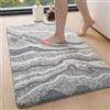 DEXI Tappeto Bagno Antiscivolo 50 x 80 cm, Tappetino Doccia Super Assorbente in Microfibra Morbido, Lavabile in Lavatrice, Design Moderni per Bagno, Cucina o Lavandino, Grigio
