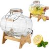 SUPERBUTELKI.PL Botte in vetro da 8 l, con rubinetto e supporto in legno, dispenser di bevande in vetro per limonata, succhi, acqua, tè freddo e feste