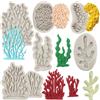 MYPRACS Set di 6 stampi in silicone a forma di alghe a forma di corallo, per decorazioni di torte di zucchero, cupcake, caramelle, cioccolato, pasta di gomma, pasta polimerica