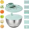 Lixara Centrifuga per insalata da 5 l, con coperchio con 6 lame e 1 tagliere, centrifuga per insalata in acciaio inox, utilizzata per pulire insalate, verdure, frutta, asciugare e tagliare