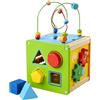 Eichhorn Piccolo cubo di Gioco e di apprendimento - Giocattolo motorio con Funzione Girevole e Scorrevole, Fiocco Motore e Specchio, in Legno di Betulla Certificato FSC e Compensato, 15 x 15 x 27 cm