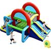 FANTASK Castello gonfiabile per bambini, 424 x 300 x 240 cm, castello gonfiabile con ventola, doppio scivolo, area di salto, parete da arrampicata, piscina con palline, porta da calcio, canestro da
