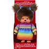 Sekiguchi 204090 - Monchhichi Originale con Vestito Arcobaleno, Peluche Alto Circa 20 cm in Peluche Marrone