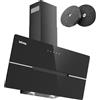 IsEasy Cappa Aspirante 90 cm, IsEasy Cappa Cucina 90 cm di Scarico/Ricircolo con 578 m³/h di Forte Aspirazione, 3 Livelli di Regolazione, Funzionamento Touch, 58 dB, Nero, Efficienza A++