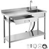 VEVOR Lavandino Mobile da Cucina 1200 x 500 x 940 mm, Vasca Singola con Rubinetto e Cassetto, Lavello da Cucina per Garage, Ristorante, Lavanderia, Lavabo da Esterno con Piano di Lavoro Sinistra