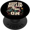 Funny Roller Skating Designs Continua a rotolare su Funny Roller Skating Derby PopSockets PopGrip Adesivo