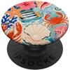 Summer Aesthetic Beachy Collage Spiaggia Estate Costiera Collage Aragosta Granchio Ibisco Sardina PopSockets PopGrip Adesivo