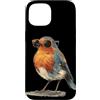 Robin Bird Outfit Custodia per iPhone 15 Pettirosso con gli occhiali con piuma e occhiali da sole