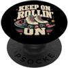 Funny Roller Skating Designs Continua a rotolare su Funny Roller Skating Derby PopSockets PopGrip Adesivo