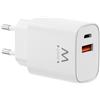 Ewent Caricabatterie Rapido GaN 30W Doppia Porta USB-C Power Delivery e USB-A QC3.0, PPS avanzato, Ricarica Veloce per iPhone e Android, Alimentatore USB da Viaggio per Smartphone, Tablet, Console