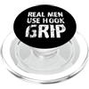 Real Men Use Hook Grip! Distressed Gym M Design motivazionale per allenamento/citazione divertente per palestra PopSockets PopGrip per MagSafe